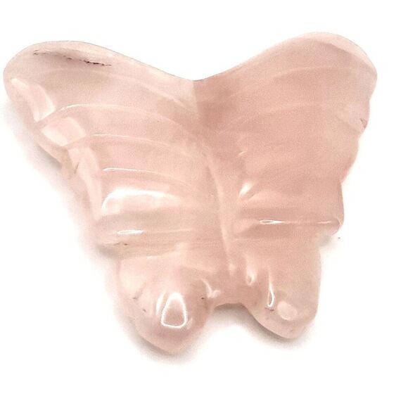 Chunky Rose Quartz Butterfly Carved Pendant 2in - Picture 1 of 5